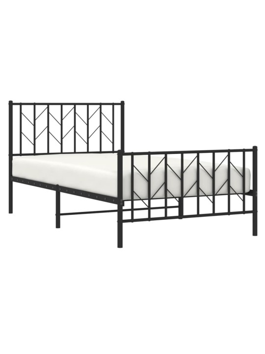 Gultas rāmis ar galvgali un kājgali, melns metāls, 100x200 cm