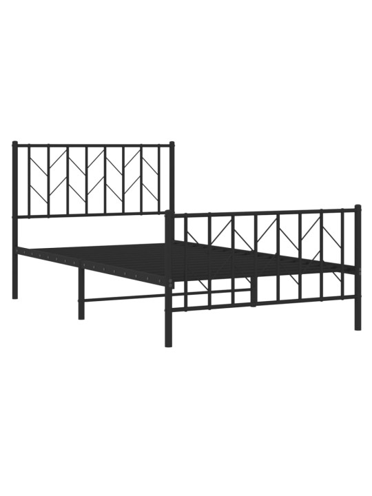 Gultas rāmis ar galvgali un kājgali, melns metāls, 100x200 cm