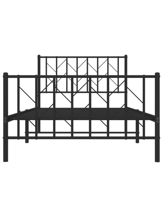 Gultas rāmis ar galvgali un kājgali, melns metāls, 100x200 cm