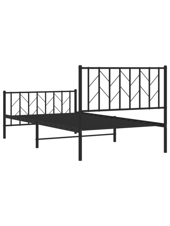 Gultas rāmis ar galvgali un kājgali, melns metāls, 100x200 cm