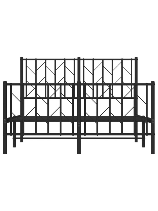 Gultas rāmis ar galvgali un kājgali, melns metāls, 120x200 cm