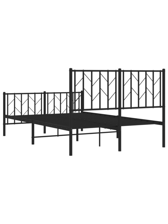 Gultas rāmis ar galvgali un kājgali, melns metāls, 120x200 cm