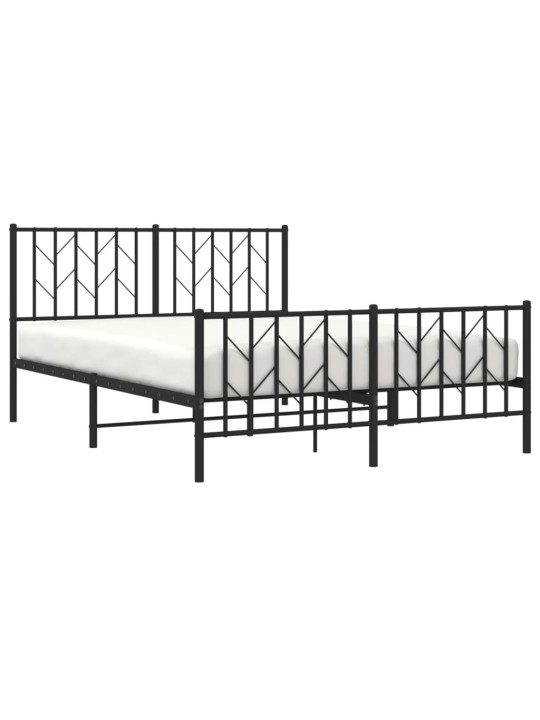 Gultas rāmis ar galvgali un kājgali, melns metāls, 135x190 cm