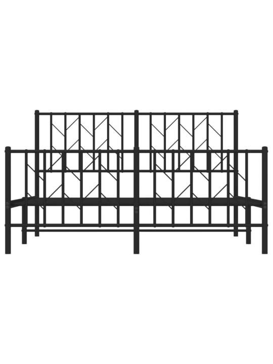 Gultas rāmis ar galvgali un kājgali, melns metāls, 135x190 cm