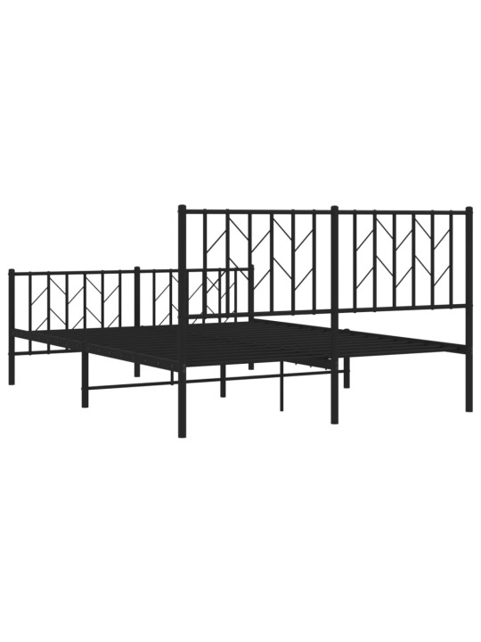 Gultas rāmis ar galvgali un kājgali, melns metāls, 135x190 cm