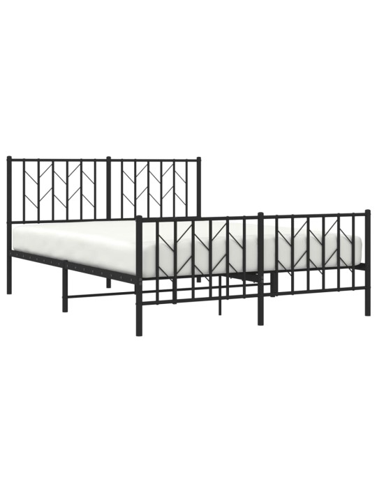 Gultas rāmis ar galvgali un kājgali, melns metāls, 140x190 cm
