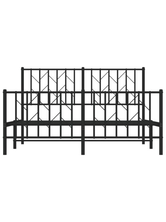 Gultas rāmis ar galvgali un kājgali, melns metāls, 140x190 cm