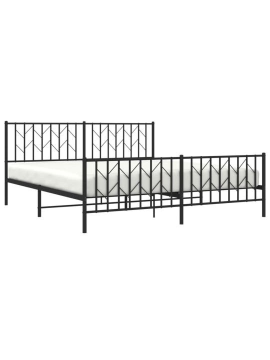 Gultas rāmis ar galvgali un kājgali, melns metāls, 183x213 cm