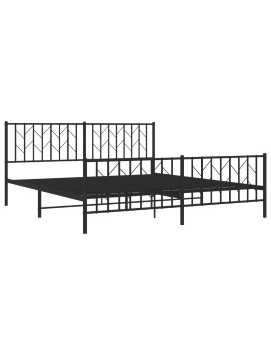 Gultas rāmis ar galvgali un kājgali, melns metāls, 183x213 cm