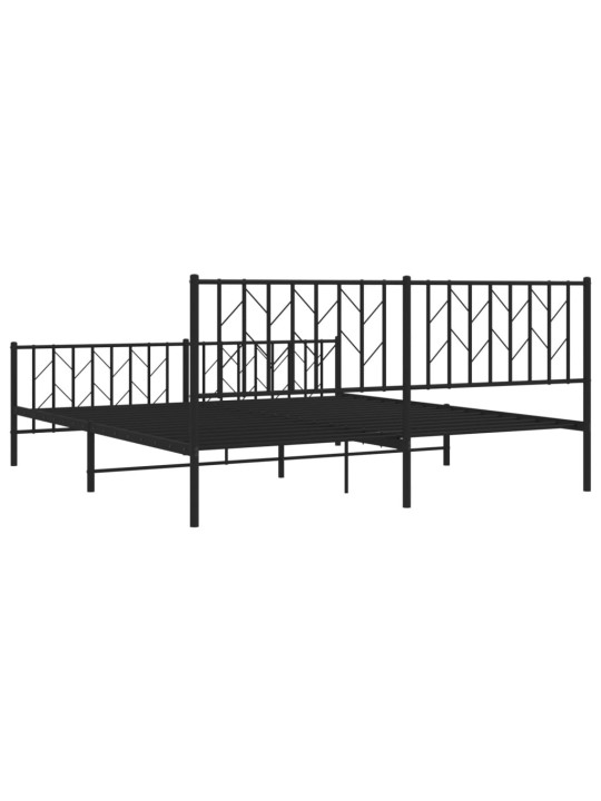 Gultas rāmis ar galvgali un kājgali, melns metāls, 183x213 cm
