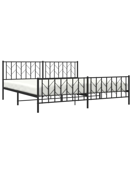 Gultas rāmis ar galvgali un kājgali, melns metāls, 200x200 cm