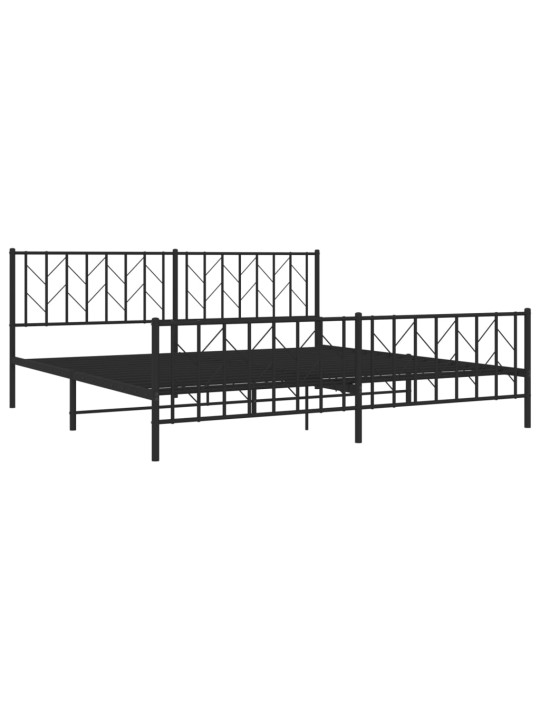 Gultas rāmis ar galvgali un kājgali, melns metāls, 200x200 cm