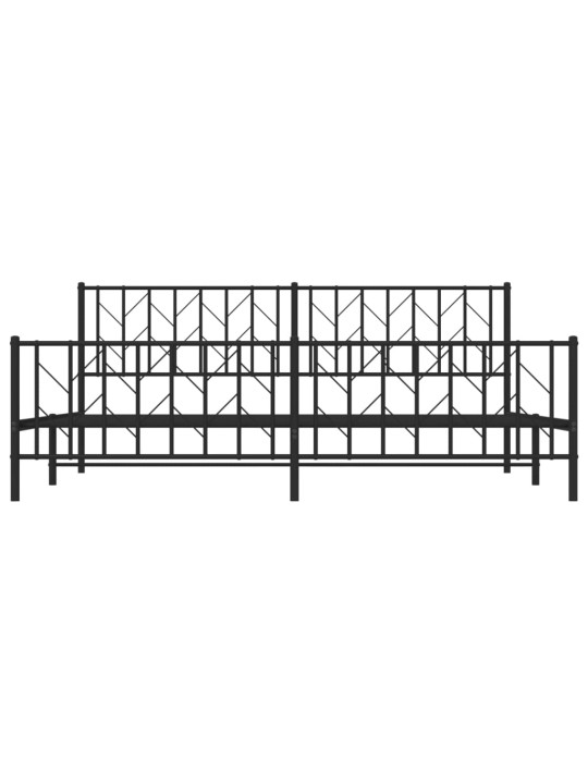 Gultas rāmis ar galvgali un kājgali, melns metāls, 200x200 cm