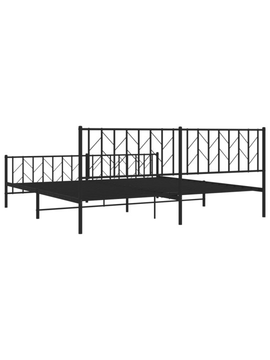 Gultas rāmis ar galvgali un kājgali, melns metāls, 200x200 cm