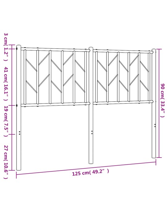 Gultas galvgalis, metāls, melns, 120 cm
