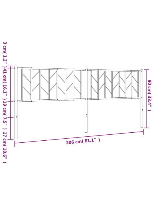 Gultas galvgalis, metāls, melns, 200 cm