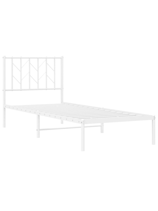 Gultas rāmis ar galvgali, balts metāls, 80x200 cm