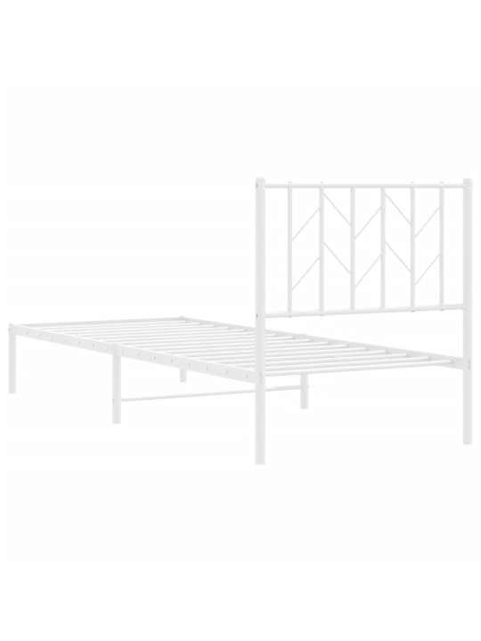 Gultas rāmis ar galvgali, balts metāls, 80x200 cm