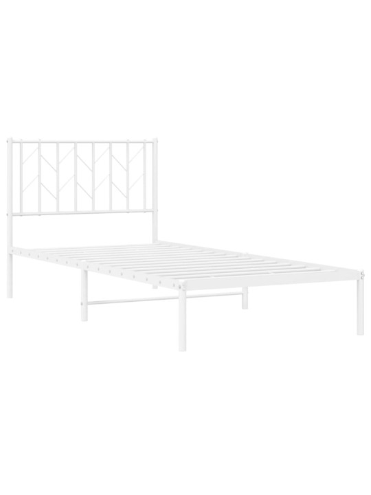 Gultas rāmis ar galvgali, balts metāls, 90x200 cm