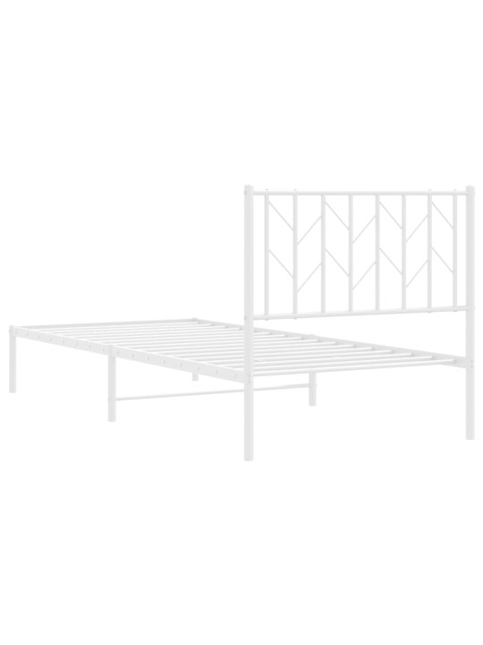 Gultas rāmis ar galvgali, balts metāls, 90x200 cm