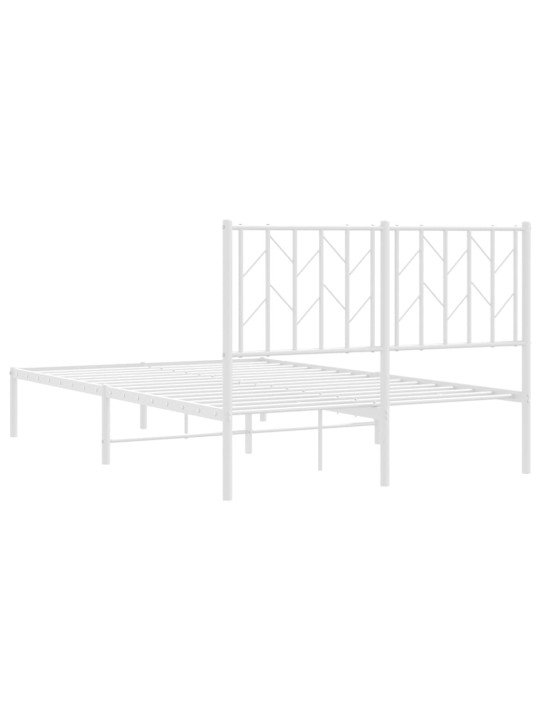 Gultas rāmis ar galvgali, balts metāls, 120x200 cm