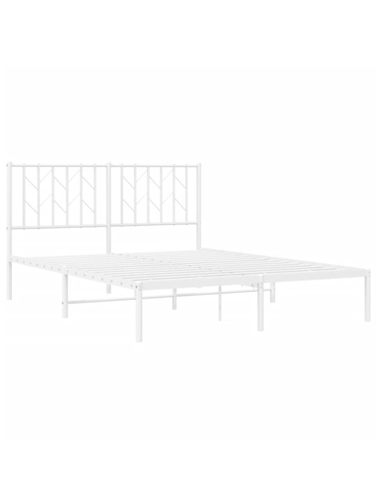 Gultas rāmis ar galvgali, balts metāls, 135x190 cm