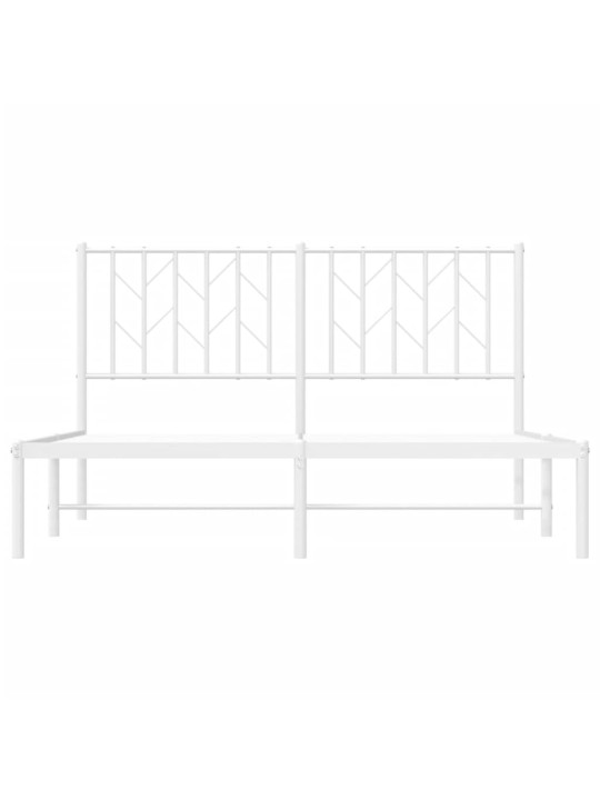 Gultas rāmis ar galvgali, balts metāls, 135x190 cm