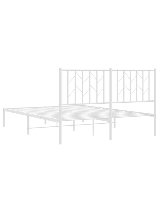 Gultas rāmis ar galvgali, balts metāls, 135x190 cm