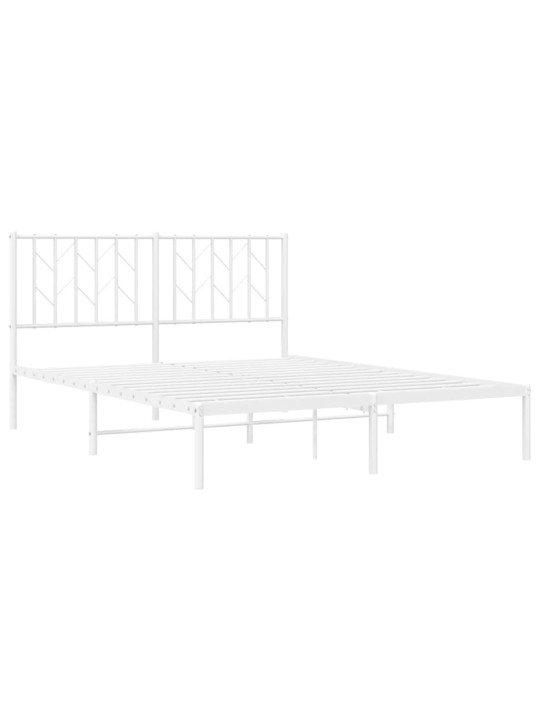 Gultas rāmis ar galvgali, balts metāls, 140x190 cm