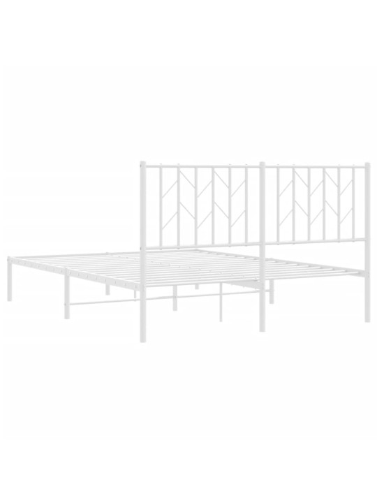 Gultas rāmis ar galvgali, balts metāls, 140x190 cm