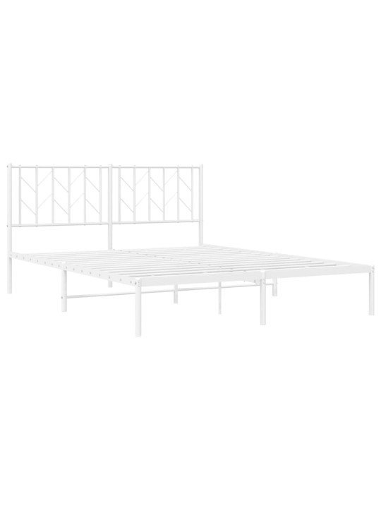 Gultas rāmis ar galvgali, balts metāls, 150x200 cm
