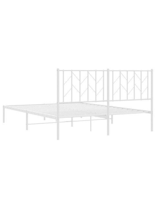 Gultas rāmis ar galvgali, balts metāls, 150x200 cm