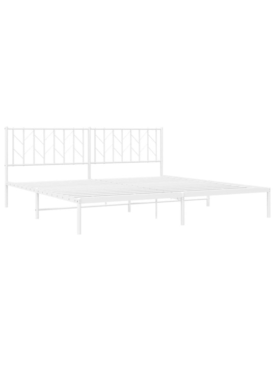Gultas rāmis ar galvgali, balts metāls, 200x200 cm