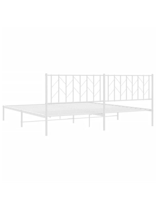 Gultas rāmis ar galvgali, balts metāls, 200x200 cm