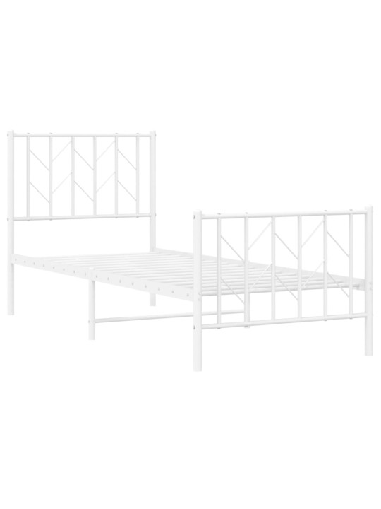 Gultas rāmis ar galvgali un kājgali, balts metāls, 75x190 cm