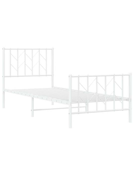 Gultas rāmis ar galvgali un kājgali, balts metāls, 80x200 cm