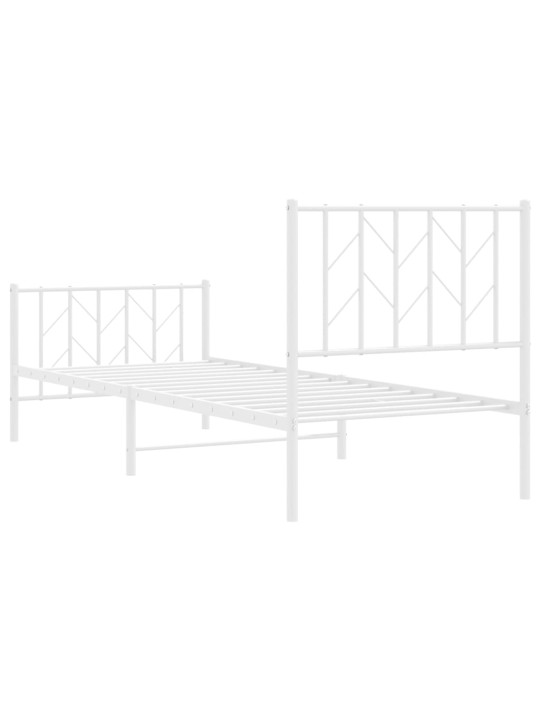 Gultas rāmis ar galvgali un kājgali, balts metāls, 80x200 cm