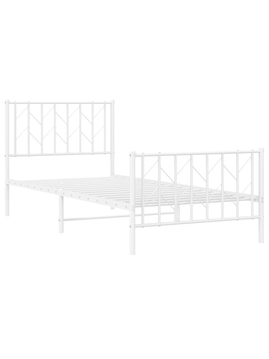 Gultas rāmis ar galvgali un kājgali, balts metāls, 90x200 cm