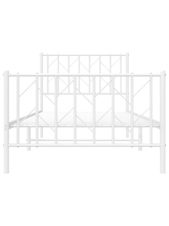 Gultas rāmis ar galvgali un kājgali, balts metāls, 90x200 cm