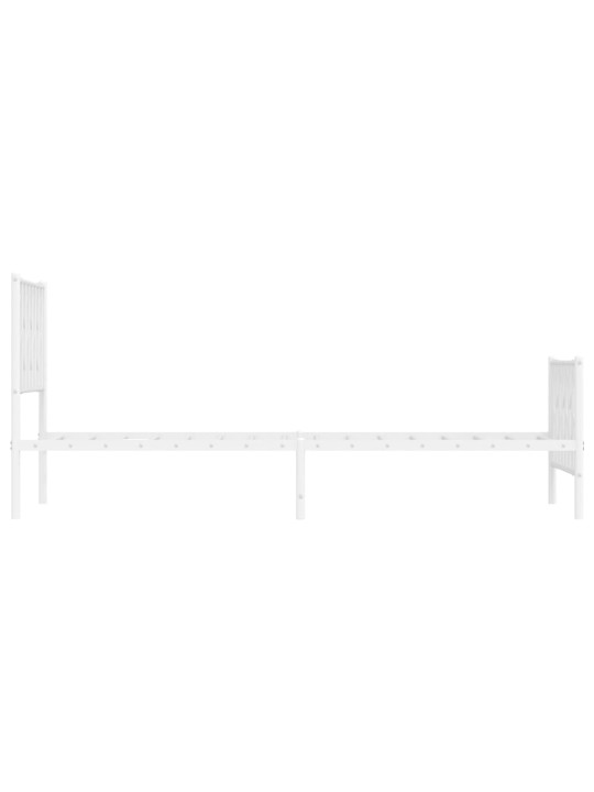 Gultas rāmis ar galvgali un kājgali, balts metāls, 90x200 cm