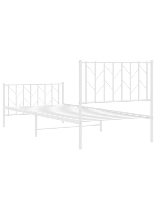 Gultas rāmis ar galvgali un kājgali, balts metāls, 90x200 cm