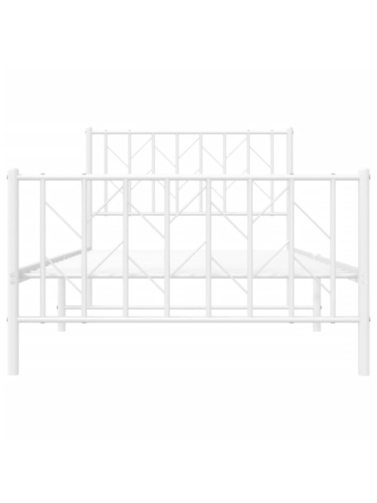 Gultas rāmis ar galvgali un kājgali, balts metāls, 100x190 cm