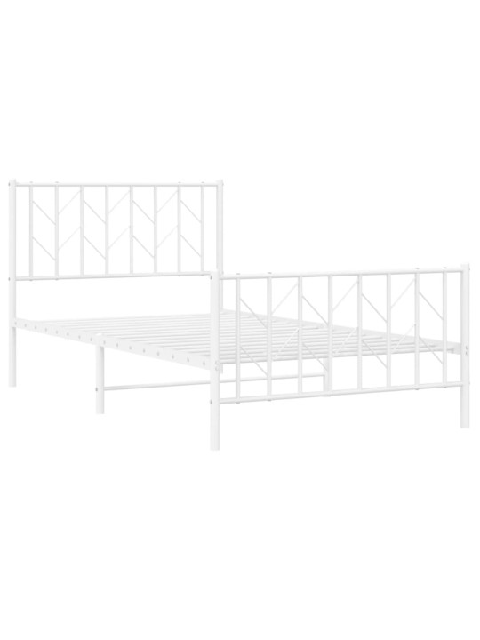 Gultas rāmis ar galvgali un kājgali, balts metāls, 100x200 cm