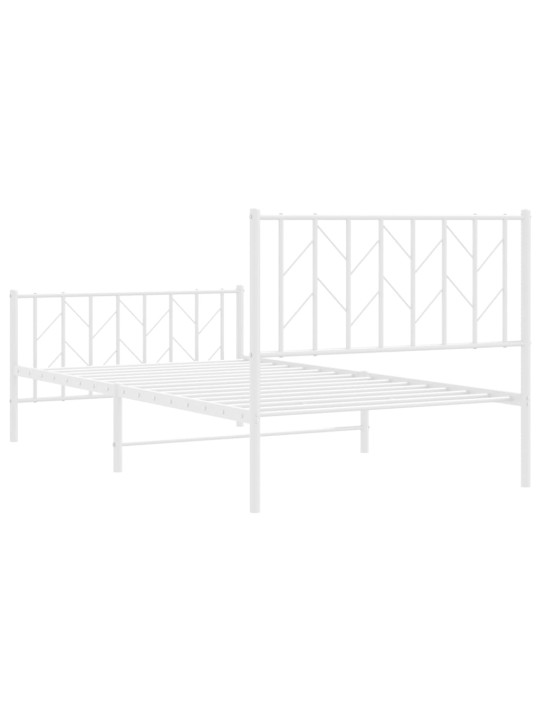 Gultas rāmis ar galvgali un kājgali, balts metāls, 100x200 cm