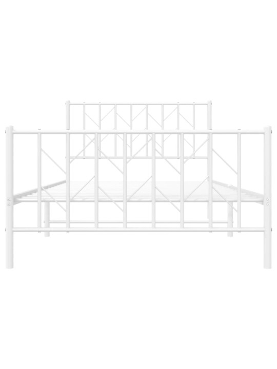 Gultas rāmis ar galvgali un kājgali, balts metāls, 107x203 cm
