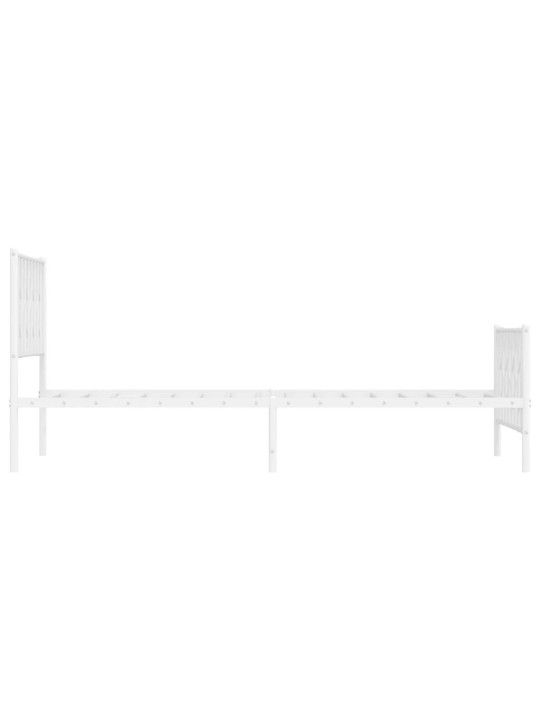 Gultas rāmis ar galvgali un kājgali, balts metāls, 107x203 cm