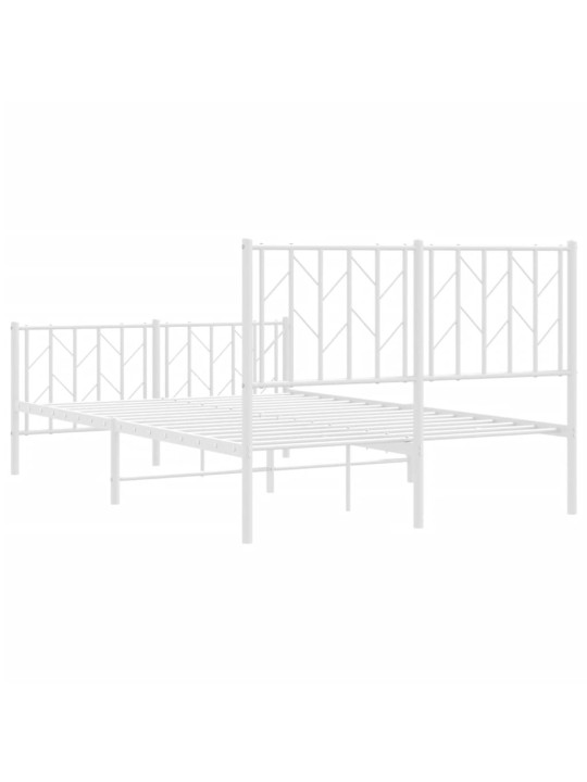 Gultas rāmis ar galvgali un kājgali, balts metāls, 120x190 cm