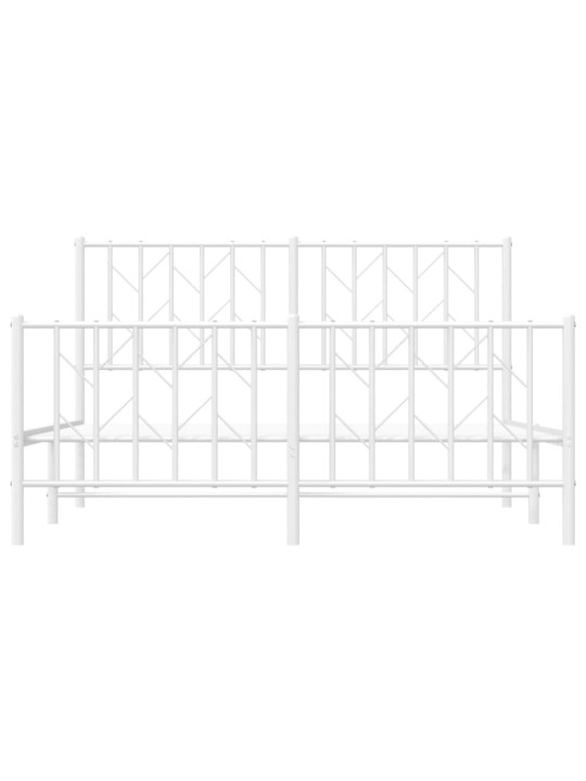 Gultas rāmis ar galvgali un kājgali, balts metāls, 135x290 cm