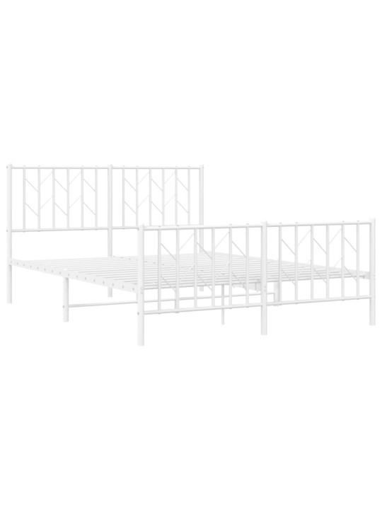 Gultas rāmis ar galvgali un kājgali, balts metāls, 140x190 cm