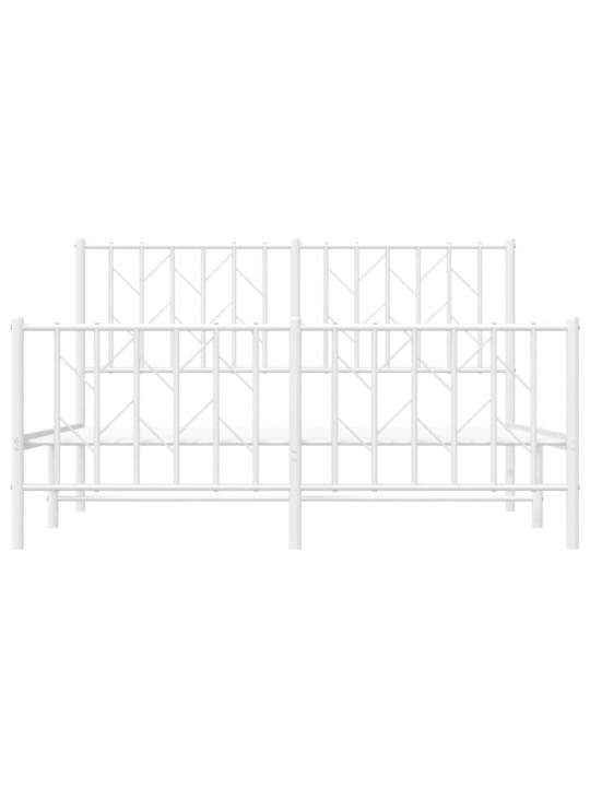 Gultas rāmis ar galvgali un kājgali, balts metāls, 140x190 cm